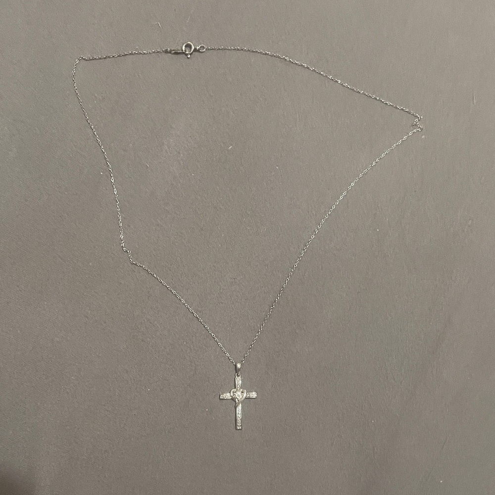 Dazzling Silver Cross Pendant Necklace